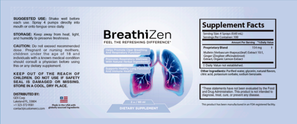 Breathizen oral spray bottles lineup showing product label and respiratory formula branding